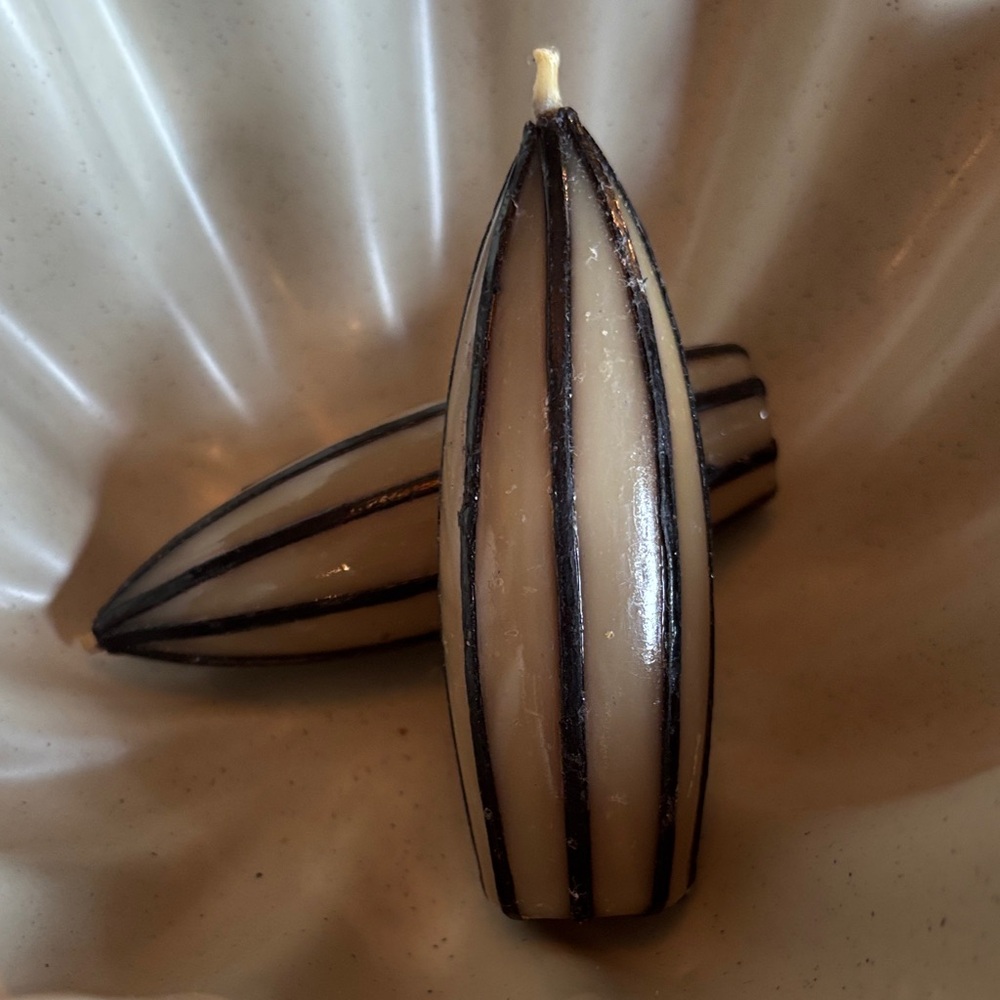 Vintage Striped Black and Cream Candlesticks🕯️